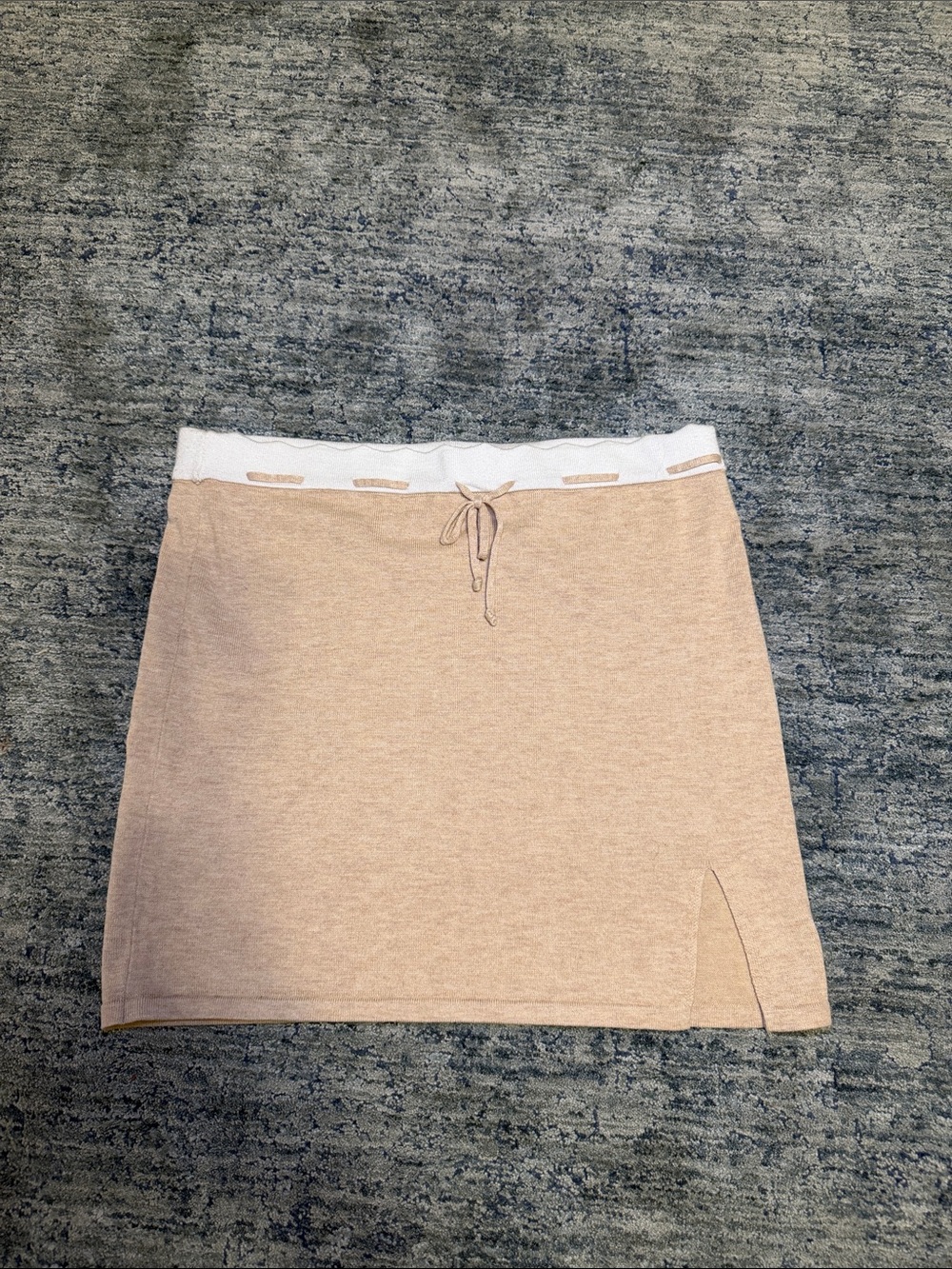 Women’s Neutral Tan Knit Drawstring Mini Skirt